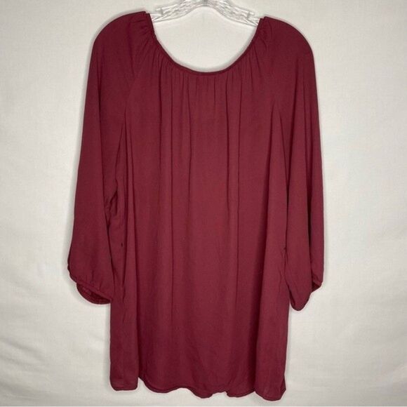 AGB Maroon Flowy Long Sleeve Lightweight Stretch Blouse XL - Picture 6 of 11